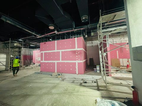 Partition and room works in progress on site